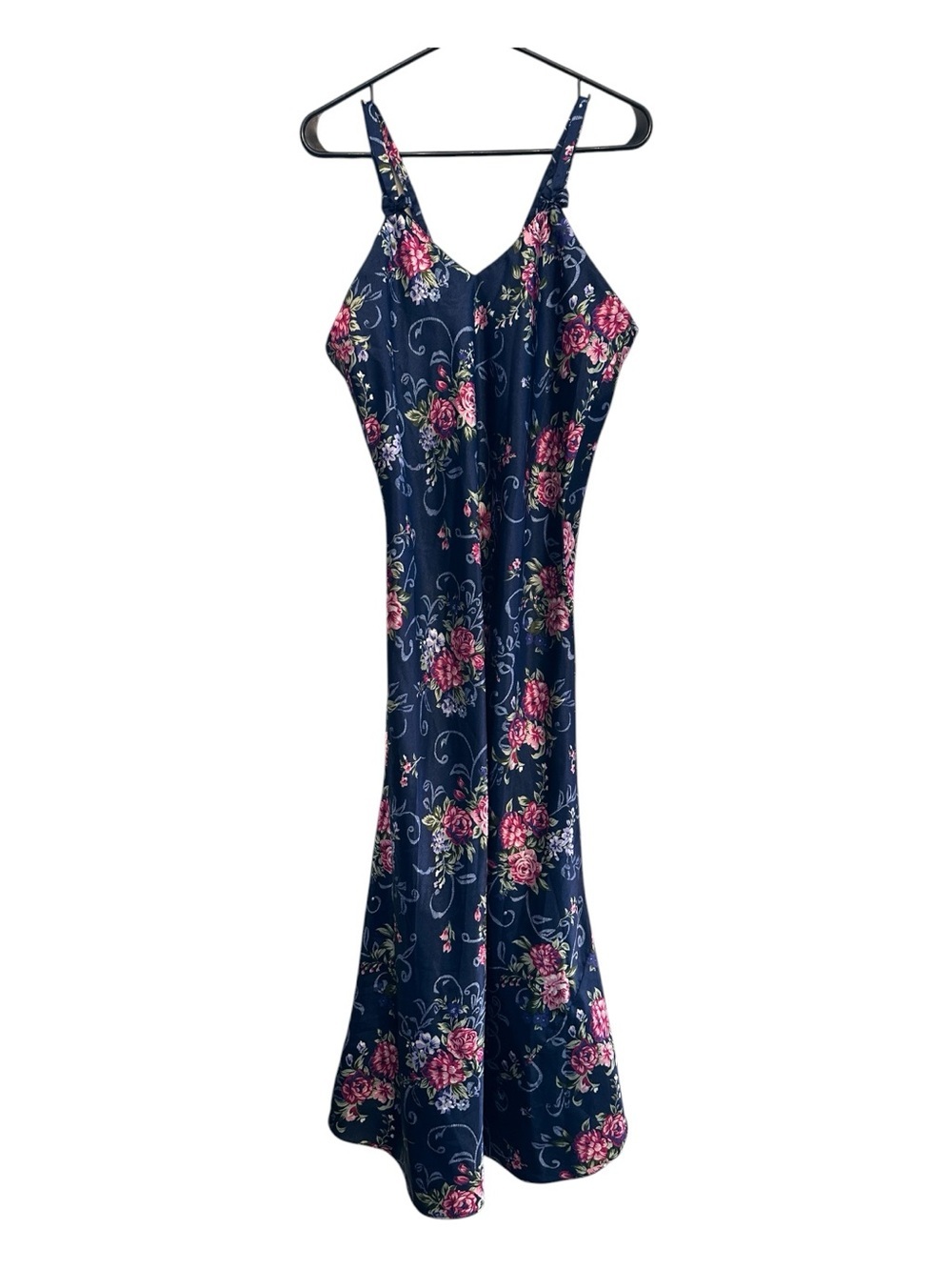 Vintage 90’s Sleep Club Navy Floral Slip Dress - Pink Rose Print Size Small